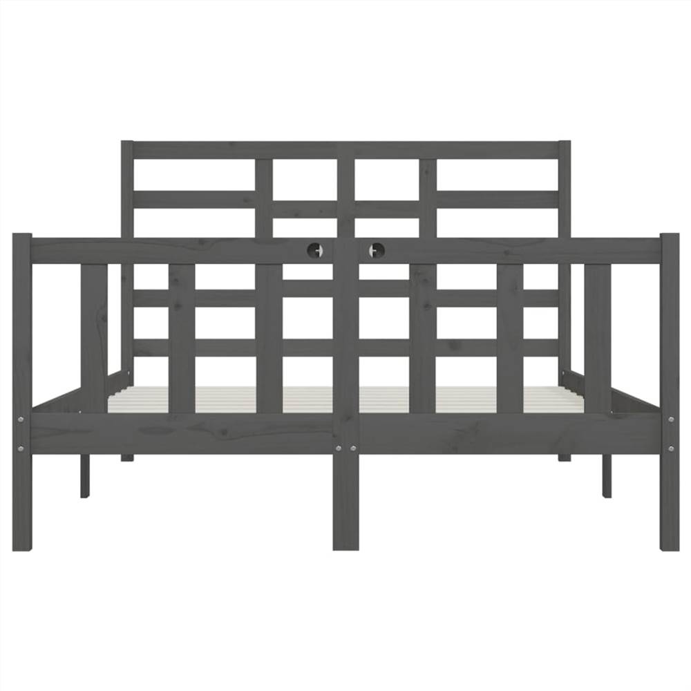 Bed Frame Grey Solid Wood 150x200 cm 5FT King Size