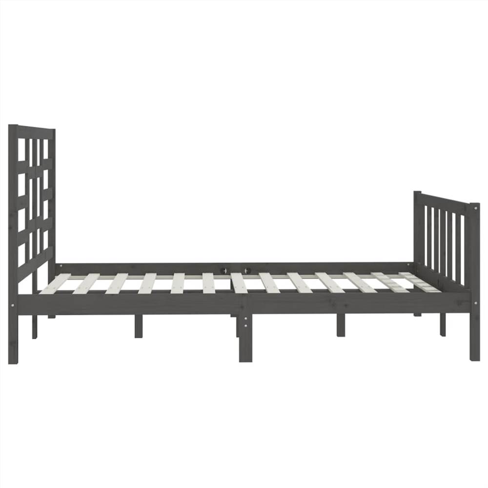 Bed Frame Grey Solid Wood 150x200 cm 5FT King Size