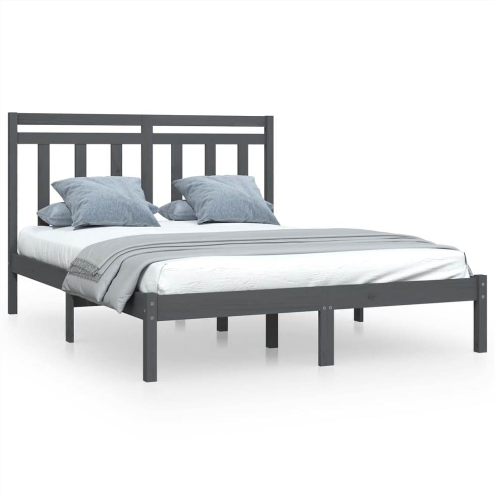 Bed Frame Grey Solid Wood 160x200 Cm 7 Bed Frame Grey Solid Wood 160x200 cm