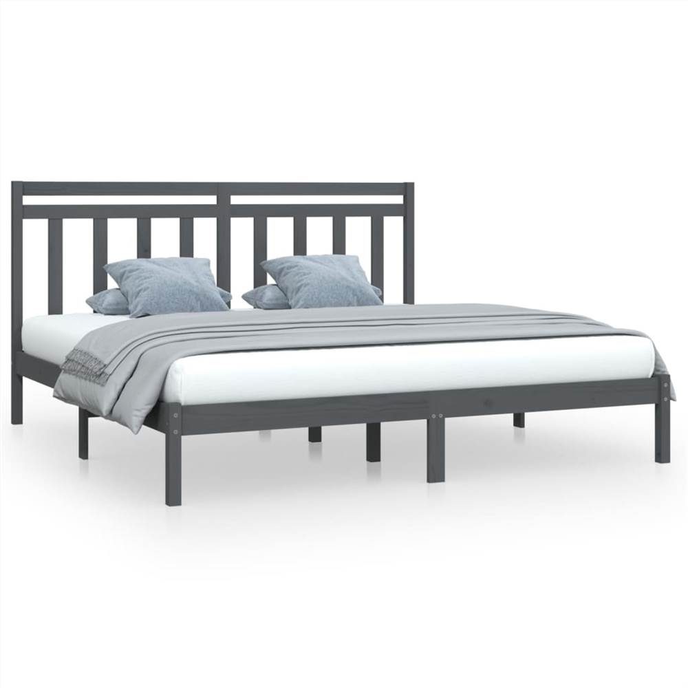 Bed Frame Grey Solid Wood 200x200 cm