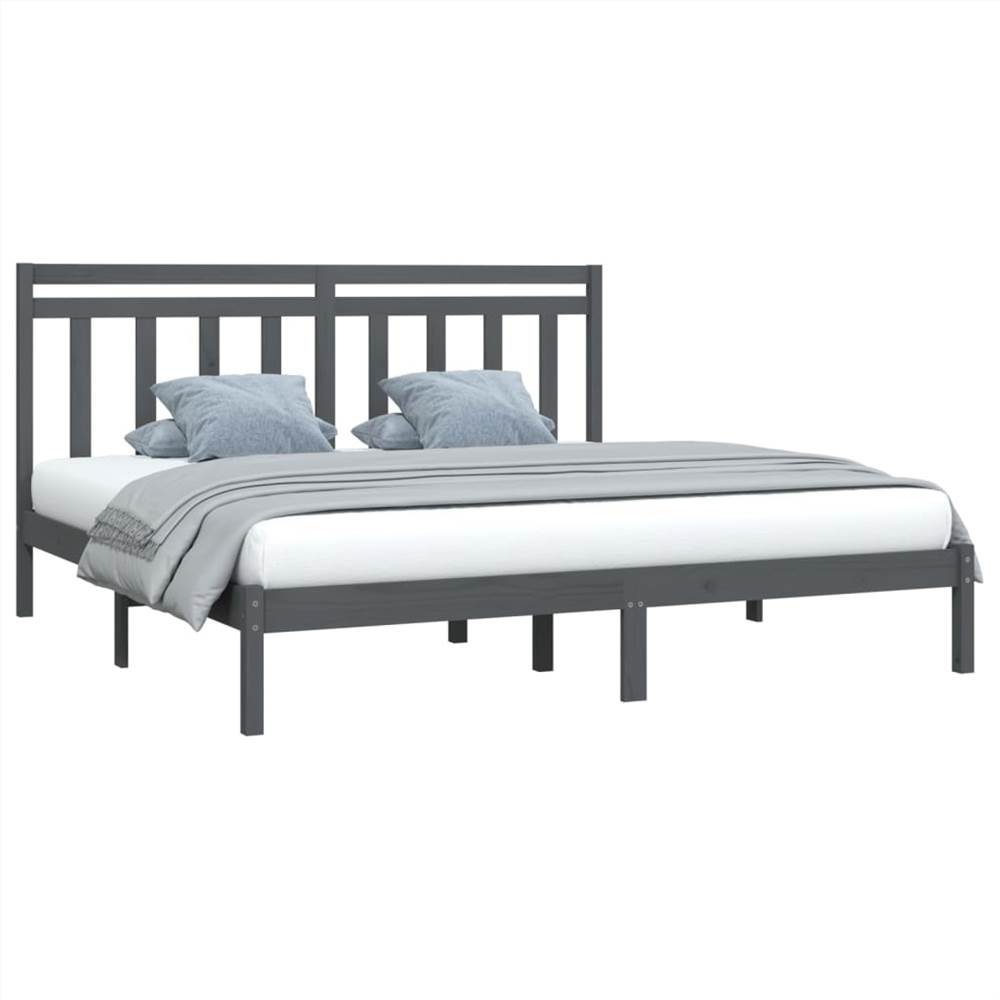 Bed Frame Grey Solid Wood 200x200 cm