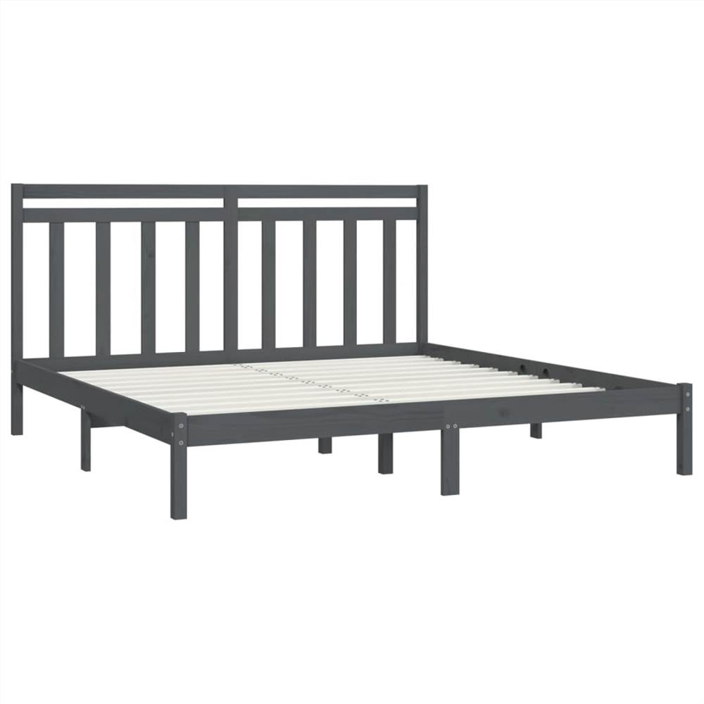 Bed Frame Grey Solid Wood 200x200 cm