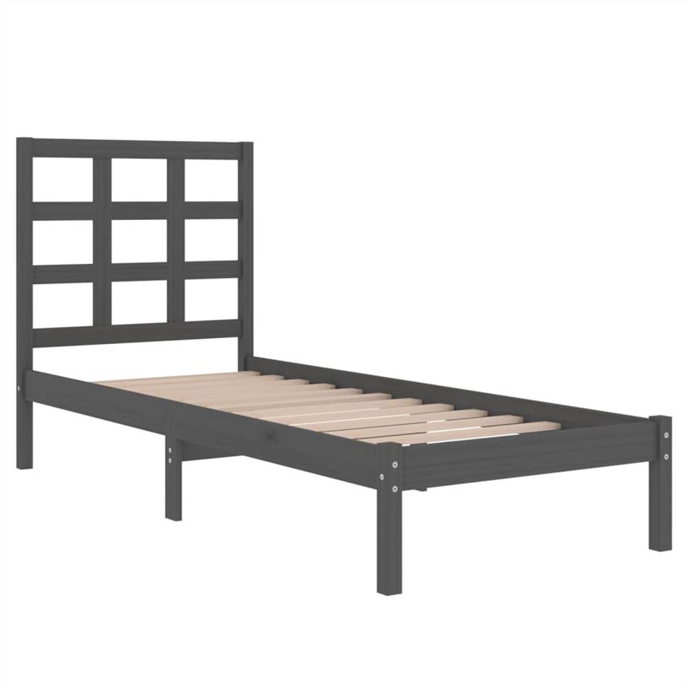 Bed Frame Grey Solid Wood 75x190 Cm 2FT6 Small Single 9 Bed Frame Grey Solid Wood 75x190 cm 2FT6 Small Single