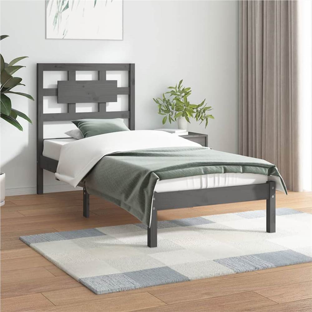 

Bed Frame Grey Solid Wood Pine 100x200 cm