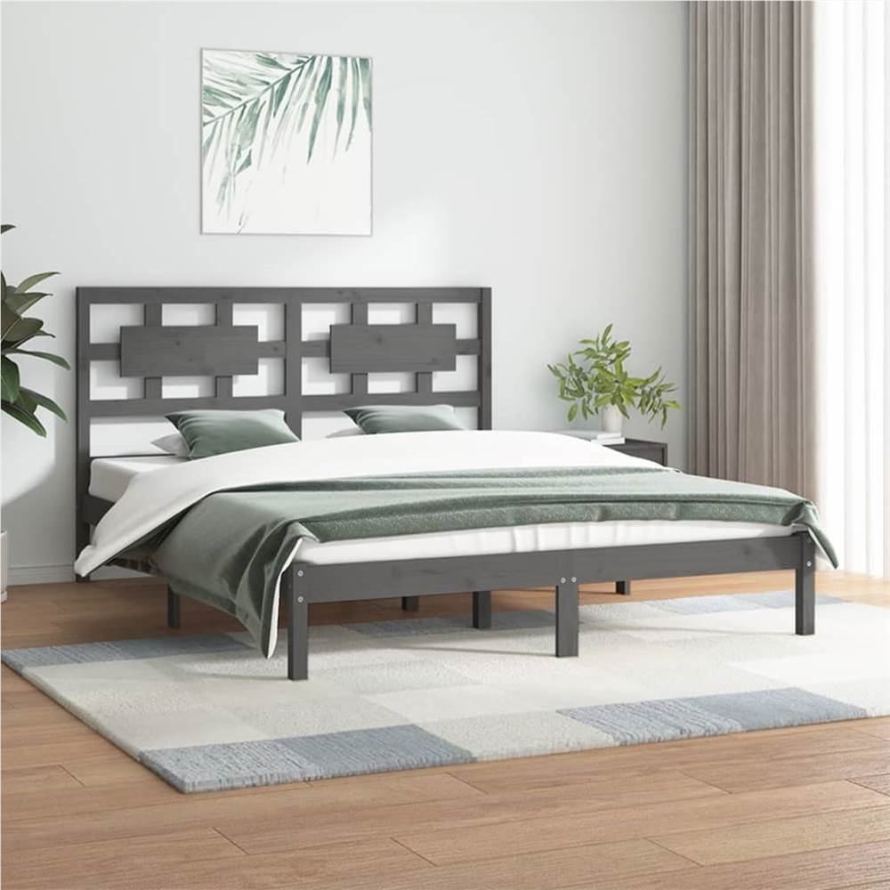 

Bed Frame Grey Solid Wood Pine 120x200 cm