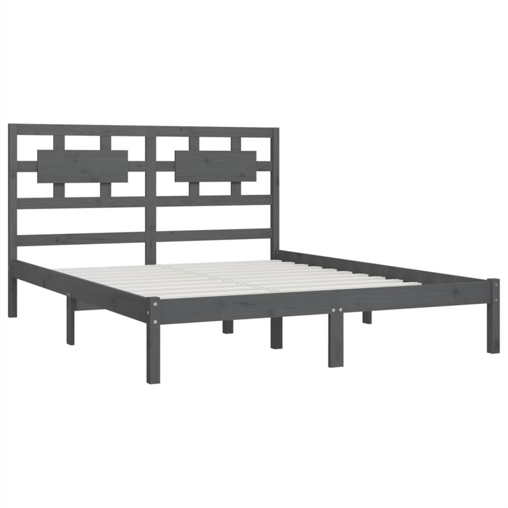 Bed Frame Grey Solid Wood Pine 180x200 cm 6FT Super King