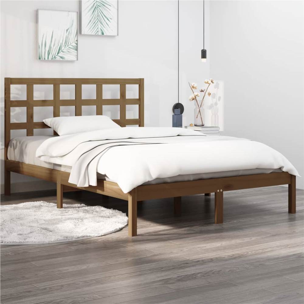 

Bed Frame Honey Brown Solid Wood 150x200 cm 5FT King Size