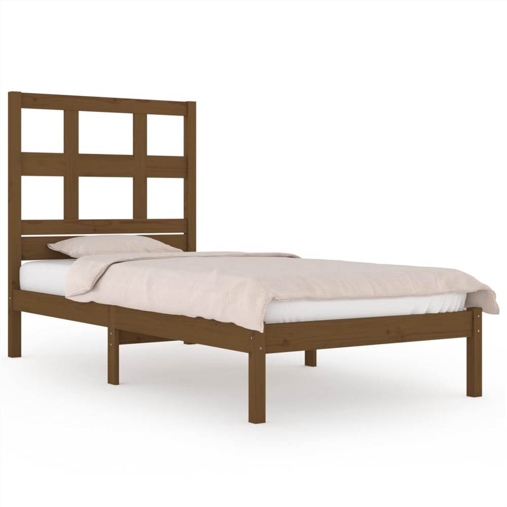 Bed Frame Honey Brown Solid Wood 75x190 cm 2FT6 Small Single