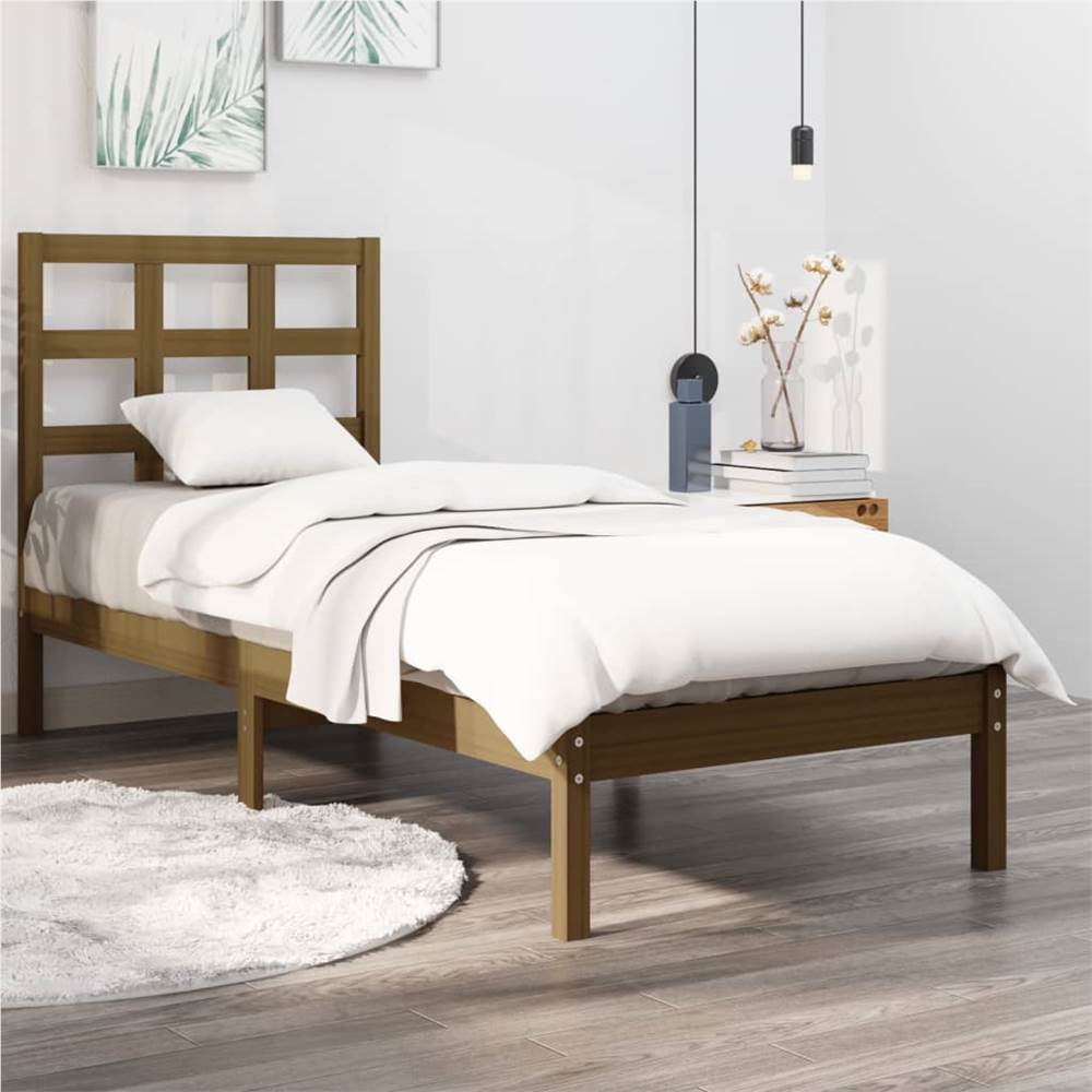 

Bed Frame Honey Brown Solid Wood 75x190 cm 2FT6 Small Single