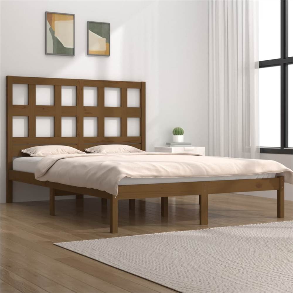

Bed Frame Honey Brown Solid Wood Pine 140x190 cm