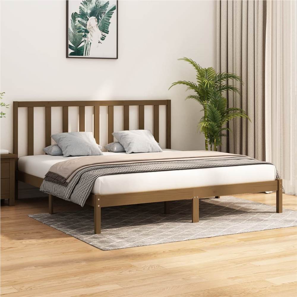 

Bed Frame Honey Brown Solid Wood Pine 180x200 cm 6FT Super King