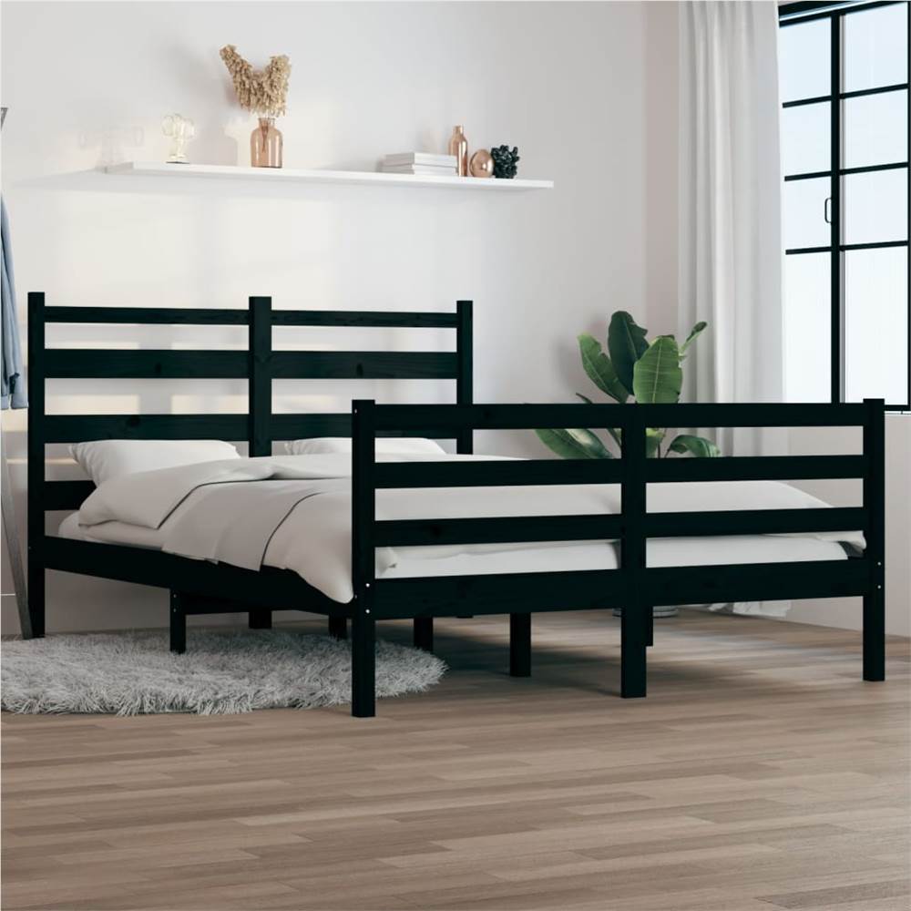 Bed Frame Solid Wood Pine 120x200 cm Black