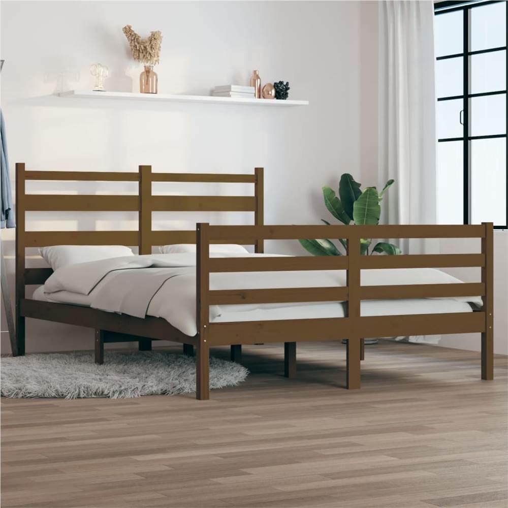 Bed Frame Solid Wood Pine 120x200 cm Honey Brown