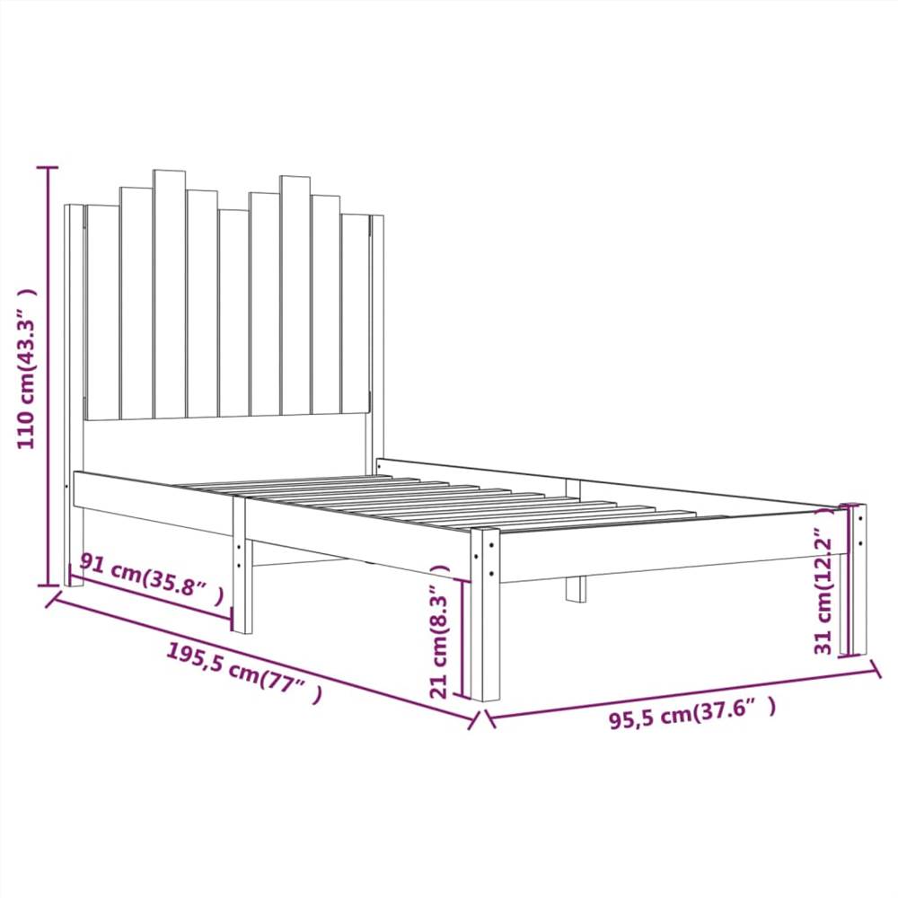 Bed Frame Solid Wood Pine 90x190 cm 3FT Single