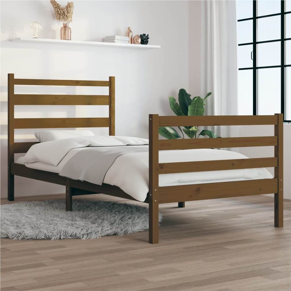 

Bed Frame Solid Wood Pine 90x200 cm Honey Brown