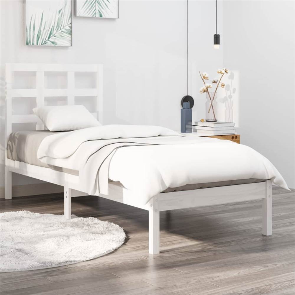 

Bed Frame White Solid Wood 100x200 cm