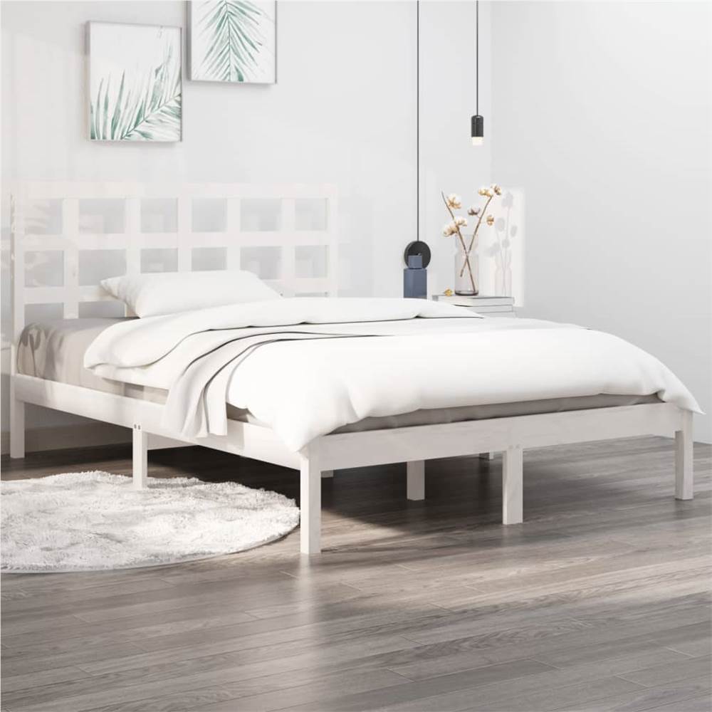 

Bed Frame White Solid Wood 200x200 cm