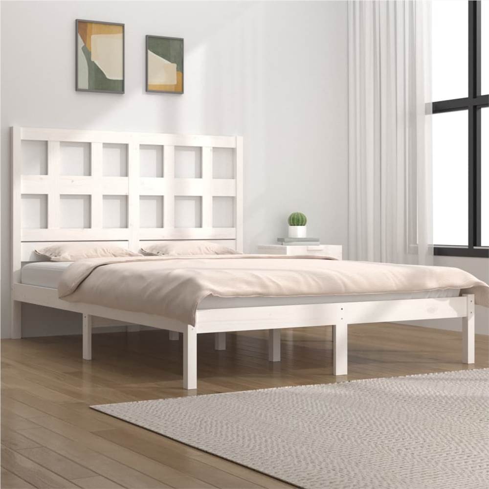 

Bed Frame White Solid Wood Pine 140x190 cm