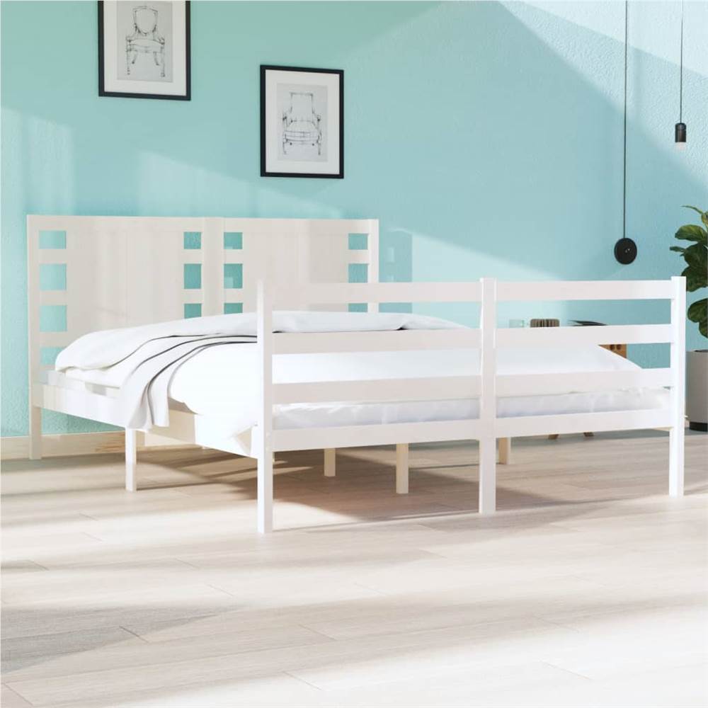 

Bed Frame White Solid Wood Pine 140x200 cm