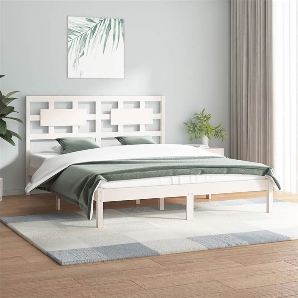 

Bed Frame White Solid Wood Pine 200x200 cm