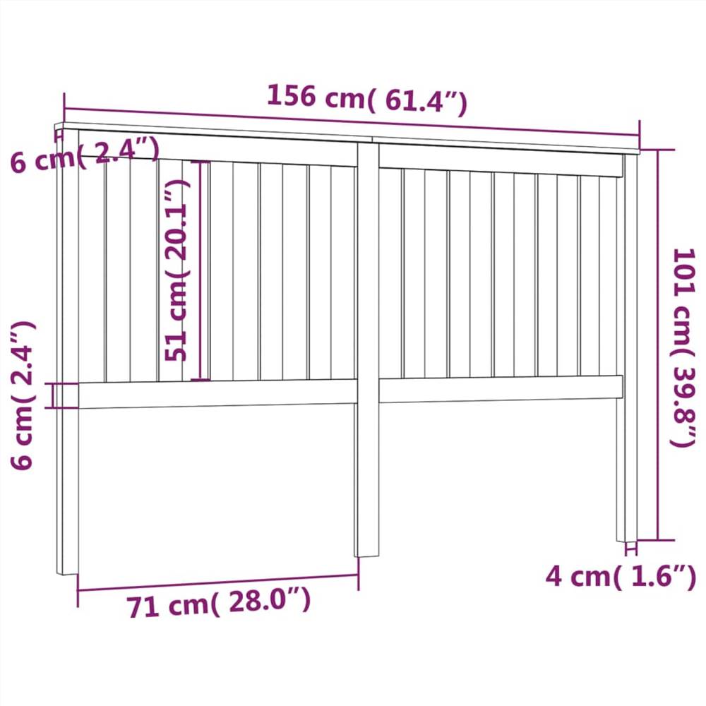 Bed Headboard 156x6x101 cm Solid Wood Pine