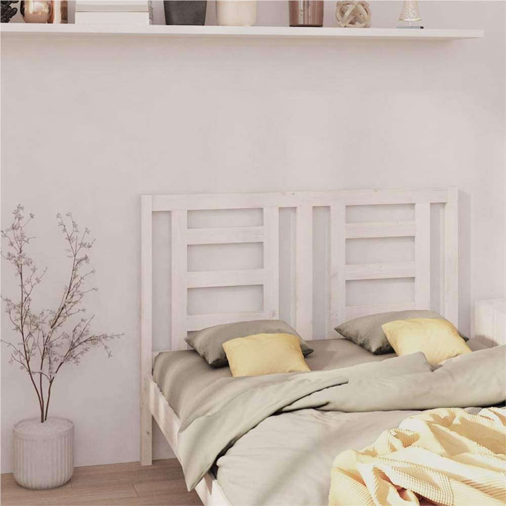 Bed Headboard White 126x4x100 cm Solid Wood Pine