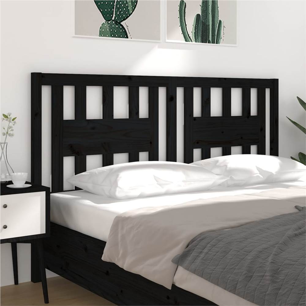 Headboard Black 146x4x100 cm Solid Wood Pine