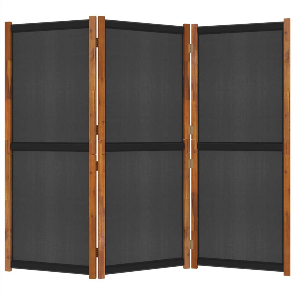 3-Panel Room Divider Black 210x180 cm