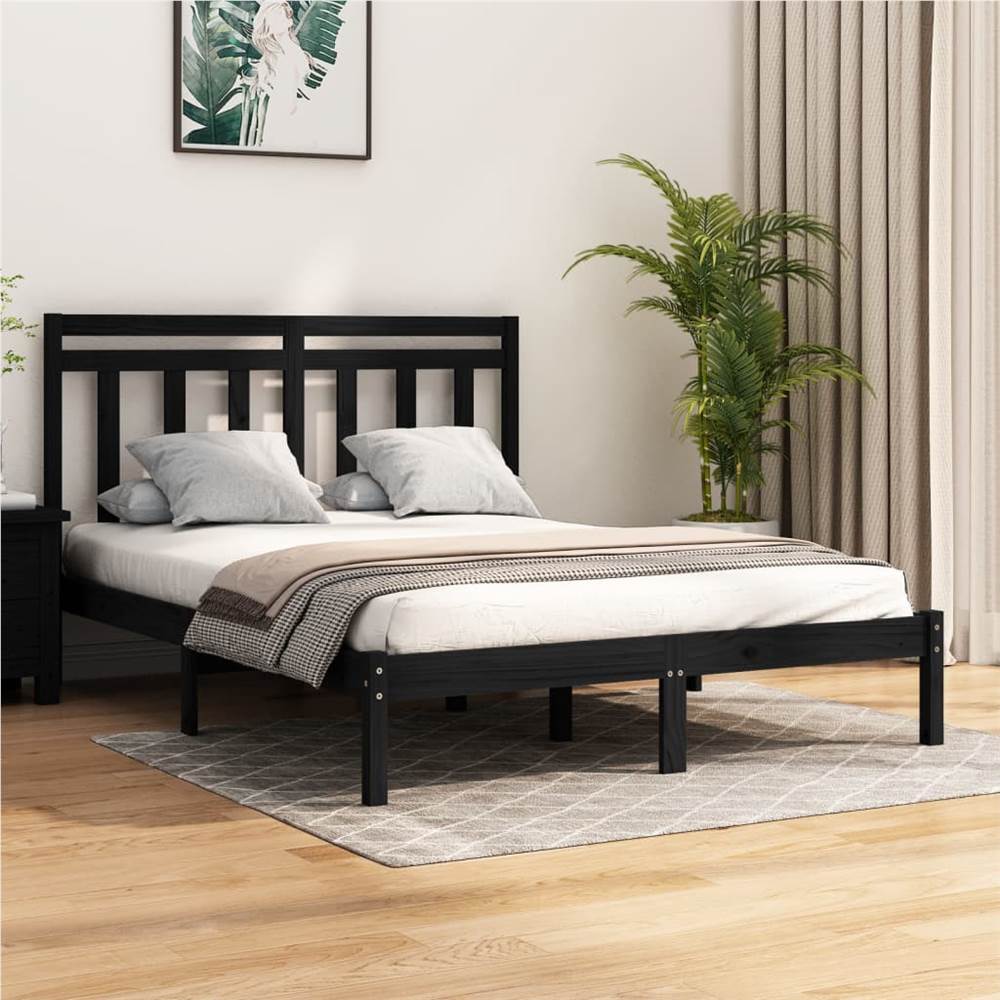 

Bed Frame Black Solid Wood 120x200 cm