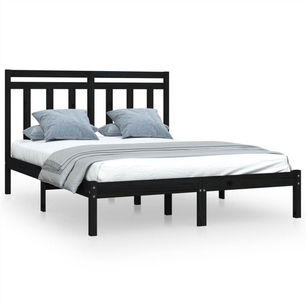 Bed Frame Black Solid Wood 140x200 Cm 7 Bed Frame Black Solid Wood 140x200 cm
