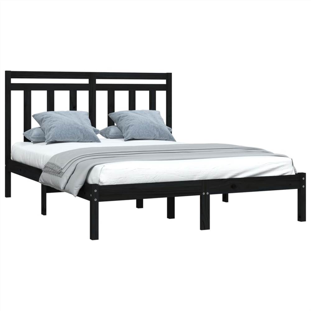 Bed Frame Black Solid Wood 140x200 Cm 8 Bed Frame Black Solid Wood 140x200 cm