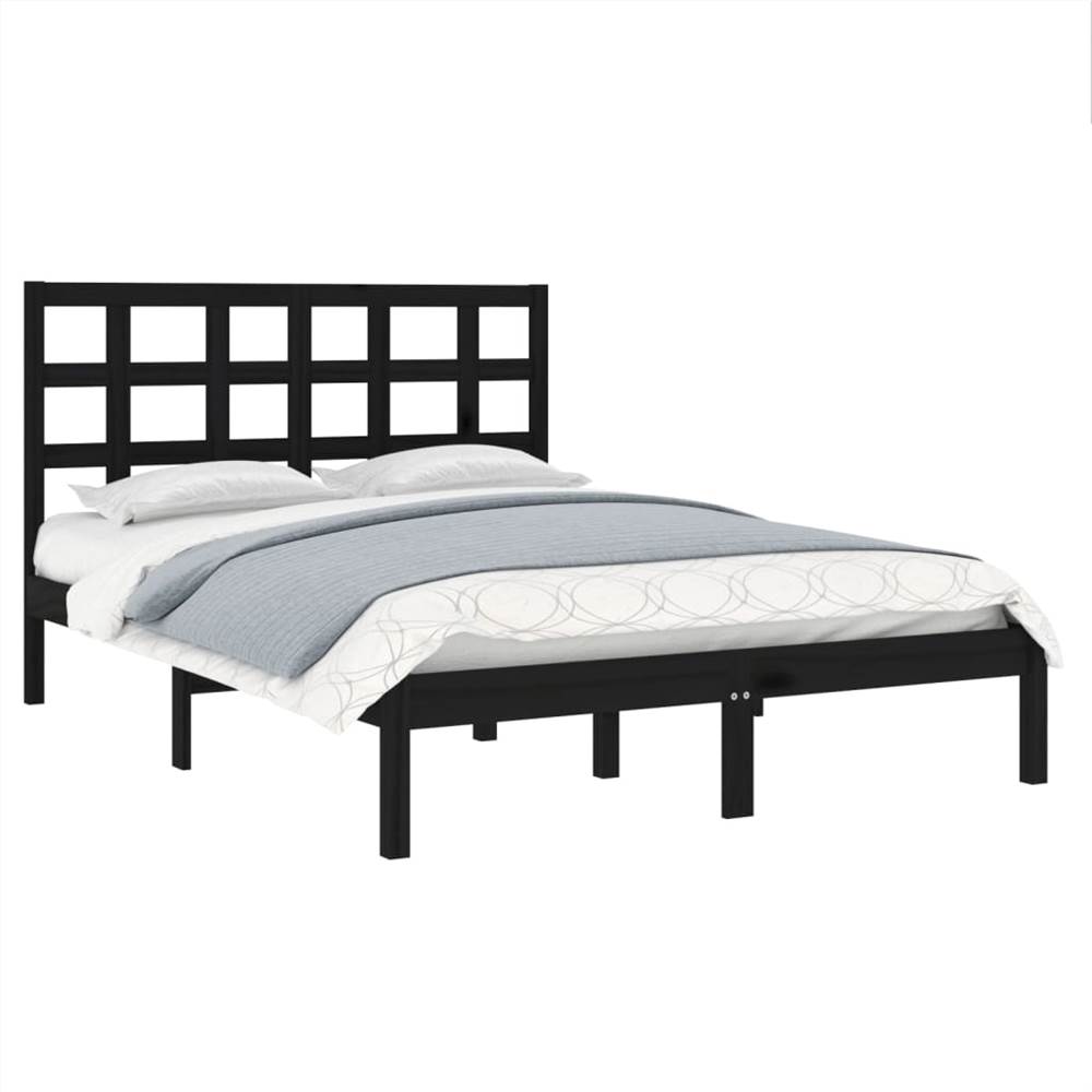Bed Frame Black Solid Wood 160x200 cm