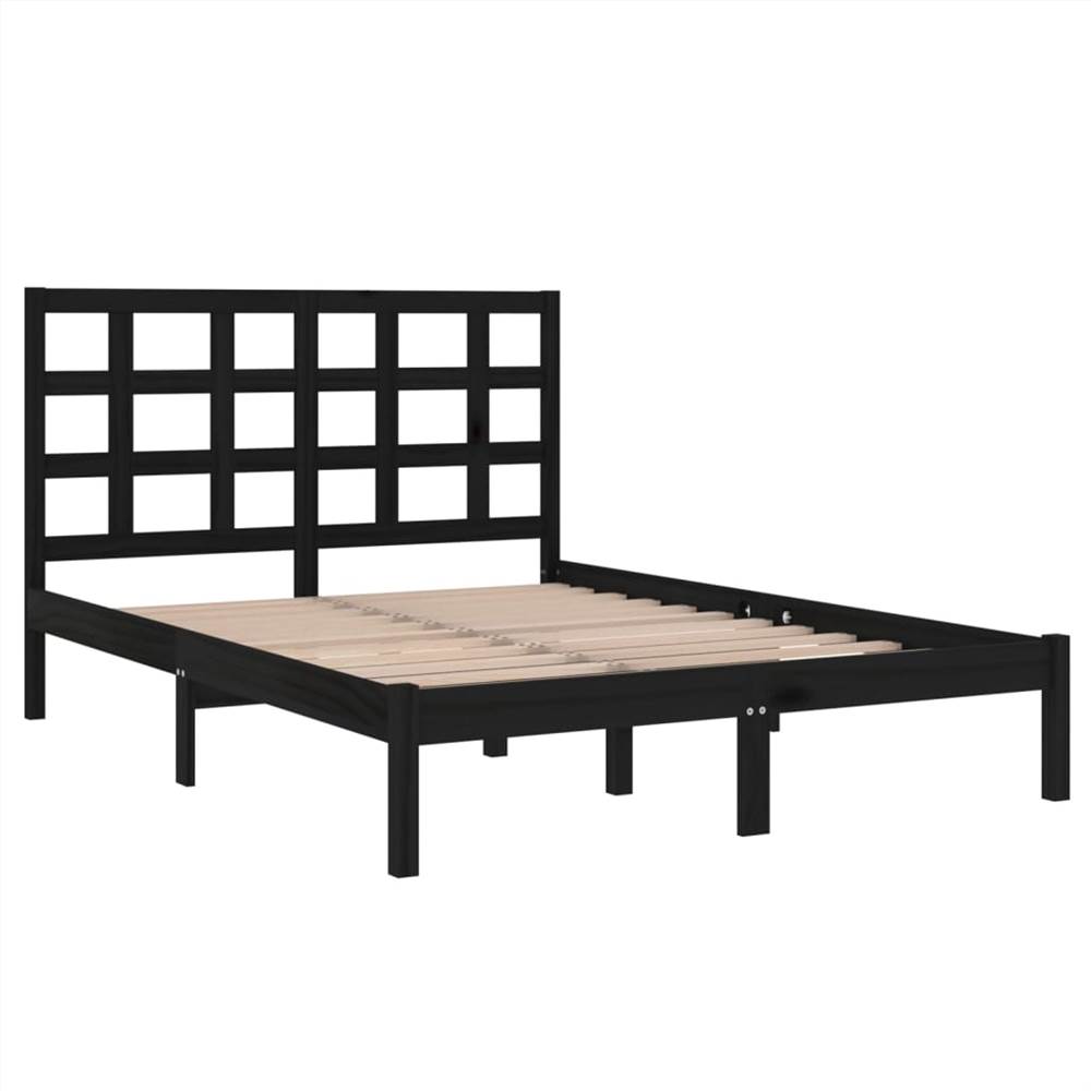 Bed Frame Black Solid Wood 160x200 cm