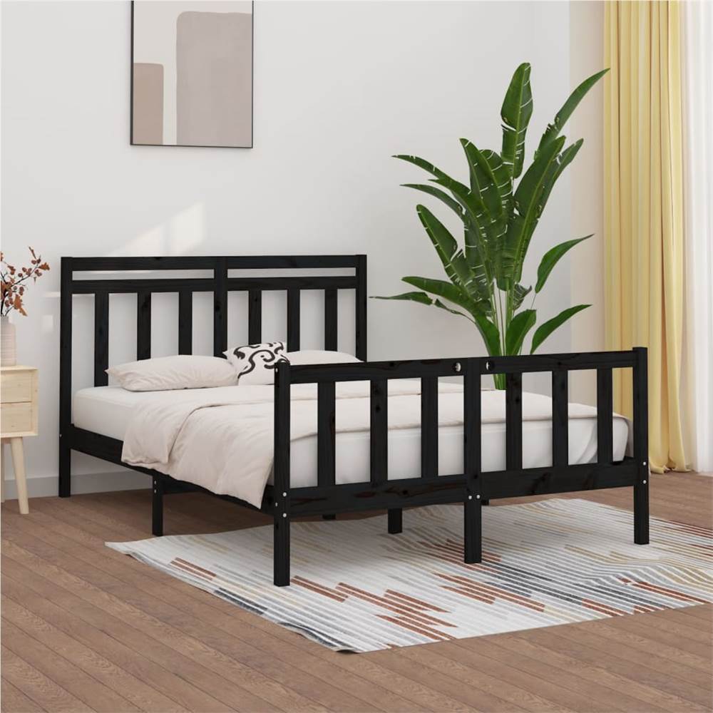 

Bed Frame Black Solid Wood Pine 140x200 cm