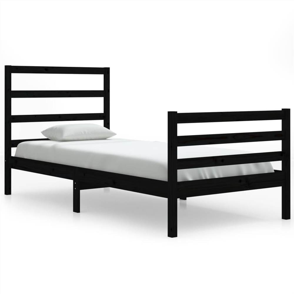 Bed Frame Black Solid Wood Pine 90x200 Cm 7 Bed Frame Black Solid Wood Pine 90x200 cm