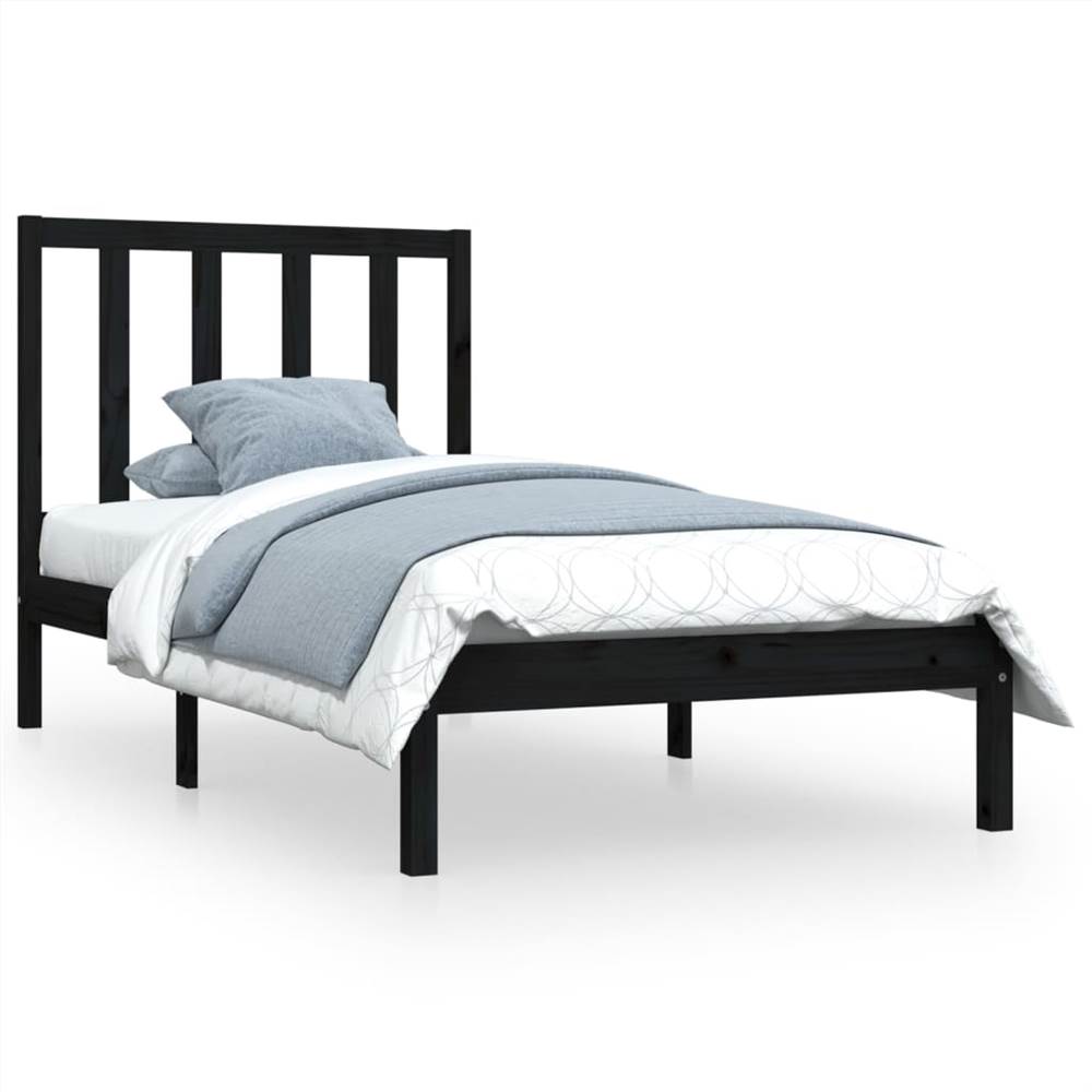 Bed Frame Black Solid Wood Pine 90x200 Cm 7 Bed Frame Black Solid Wood Pine 90x200 cm