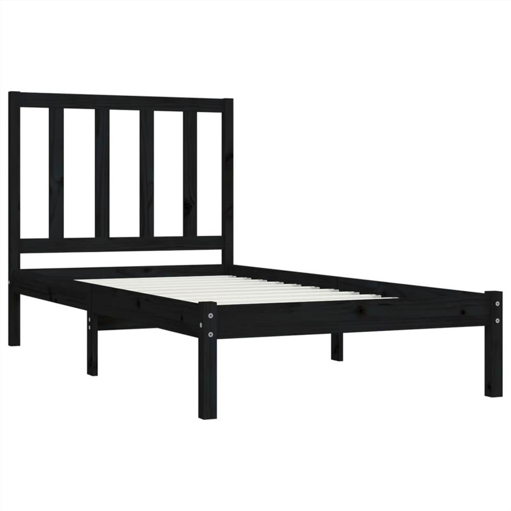 Bed Frame Black Solid Wood Pine 90x200 Cm 9 Bed Frame Black Solid Wood Pine 90x200 cm