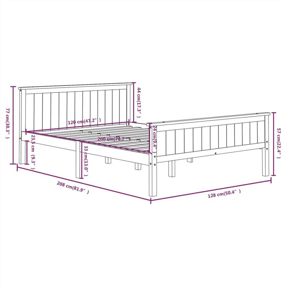 Bed Frame Dark Brown Solid Wood Pine 120x200 cm