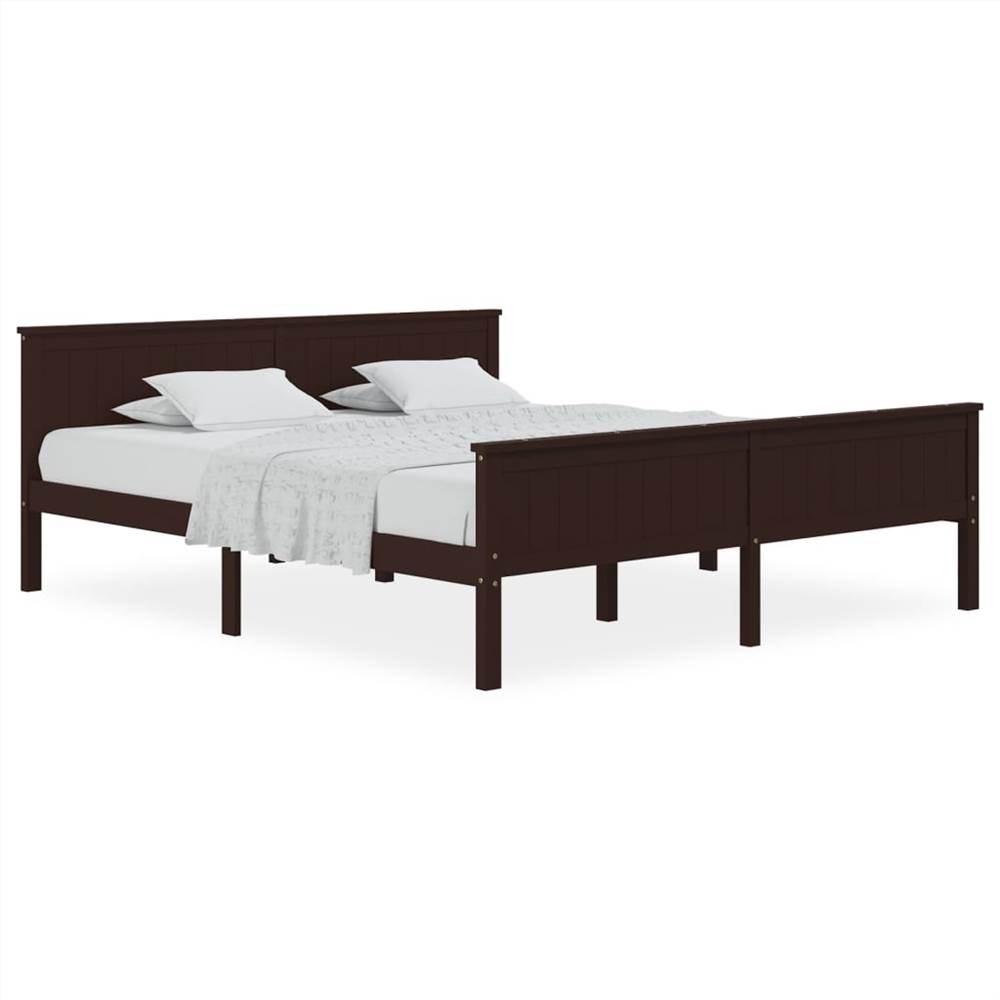 Bed Frame Dark Brown Solid Wood Pine 180x200 cm