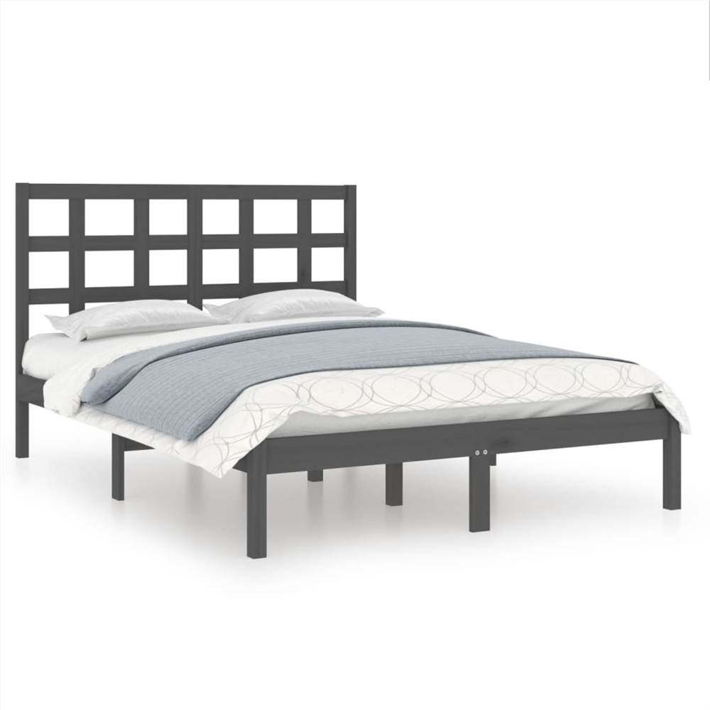 Bed Frame Grey Solid Wood 140x190 Cm 7 Bed Frame Grey Solid Wood 140x190 cm