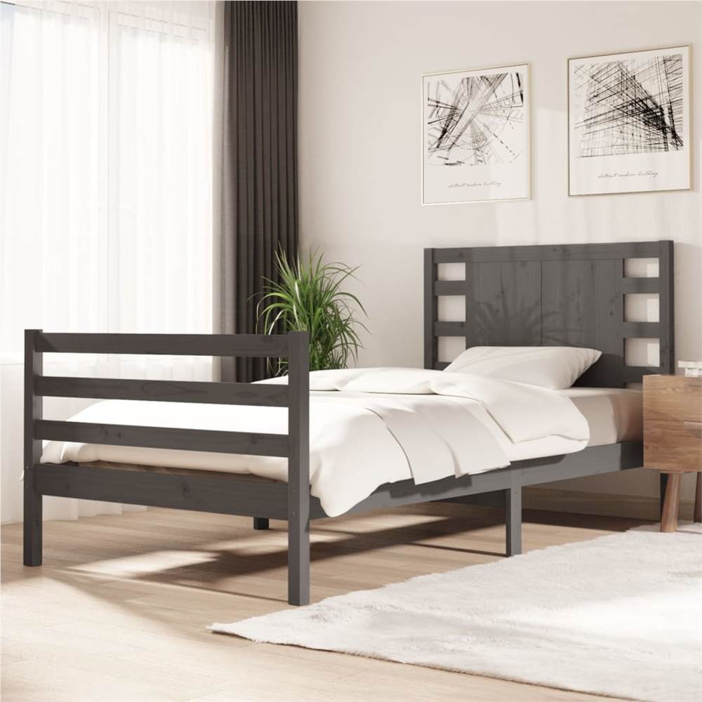 

Bed Frame Grey Solid Wood Pine 100x200 cm