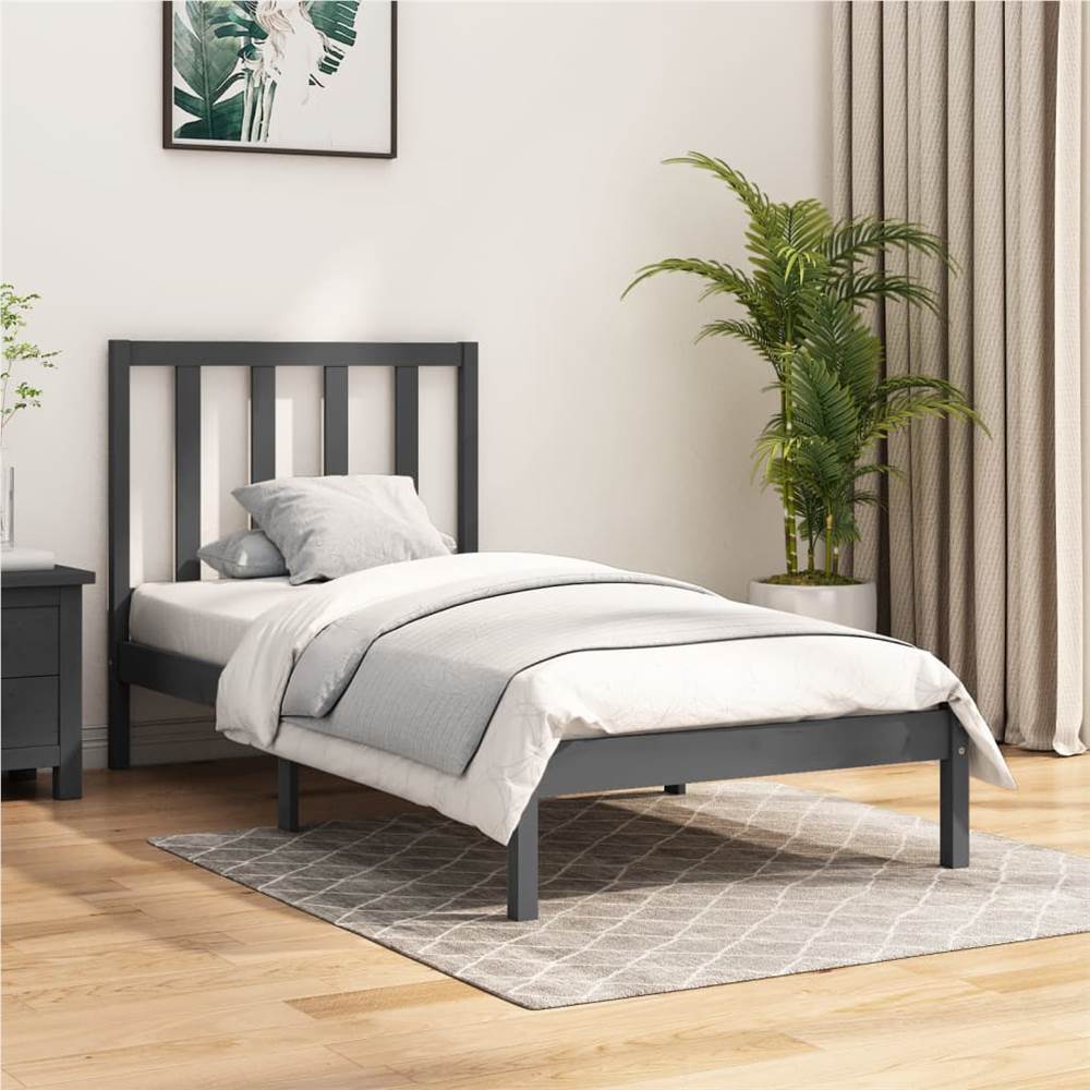 

Bed Frame Grey Solid Wood Pine 100x200 cm