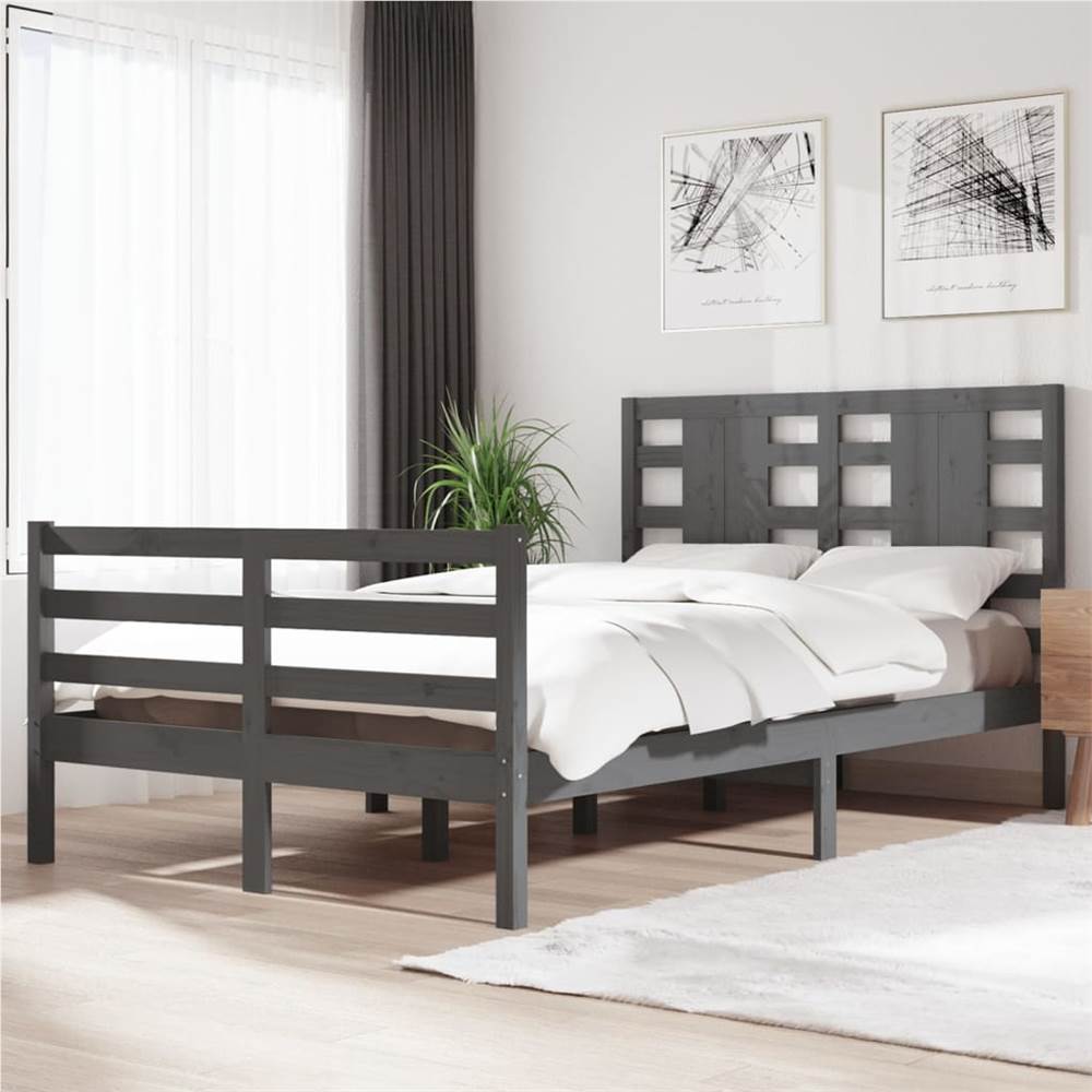 

Bed Frame Grey Solid Wood Pine 120x200 cm