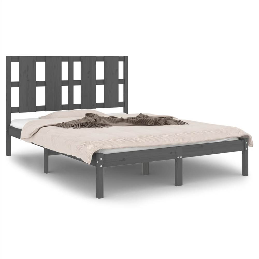Bed Frame Grey Solid Wood Pine 120x200 Cm 7 Bed Frame Grey Solid Wood Pine 120x200 cm