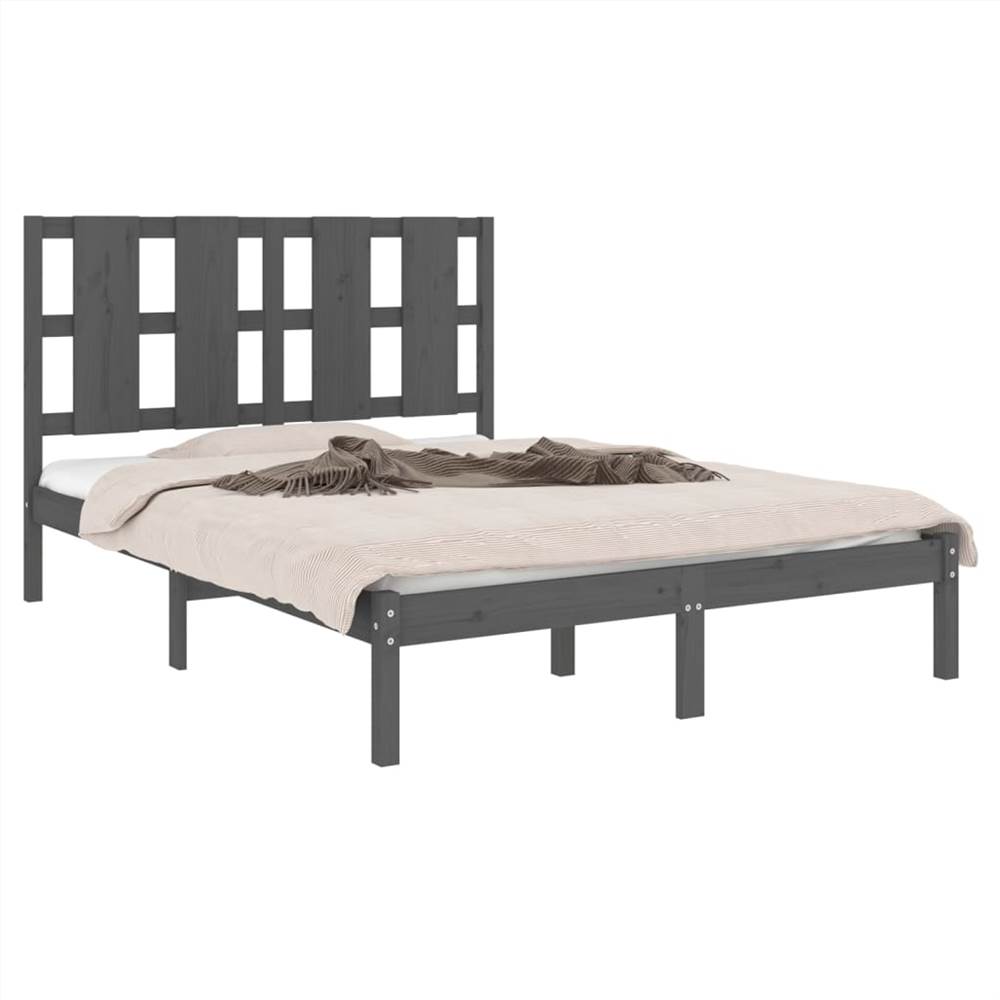 Bed Frame Grey Solid Wood Pine 120x200 Cm 8 Bed Frame Grey Solid Wood Pine 120x200 cm