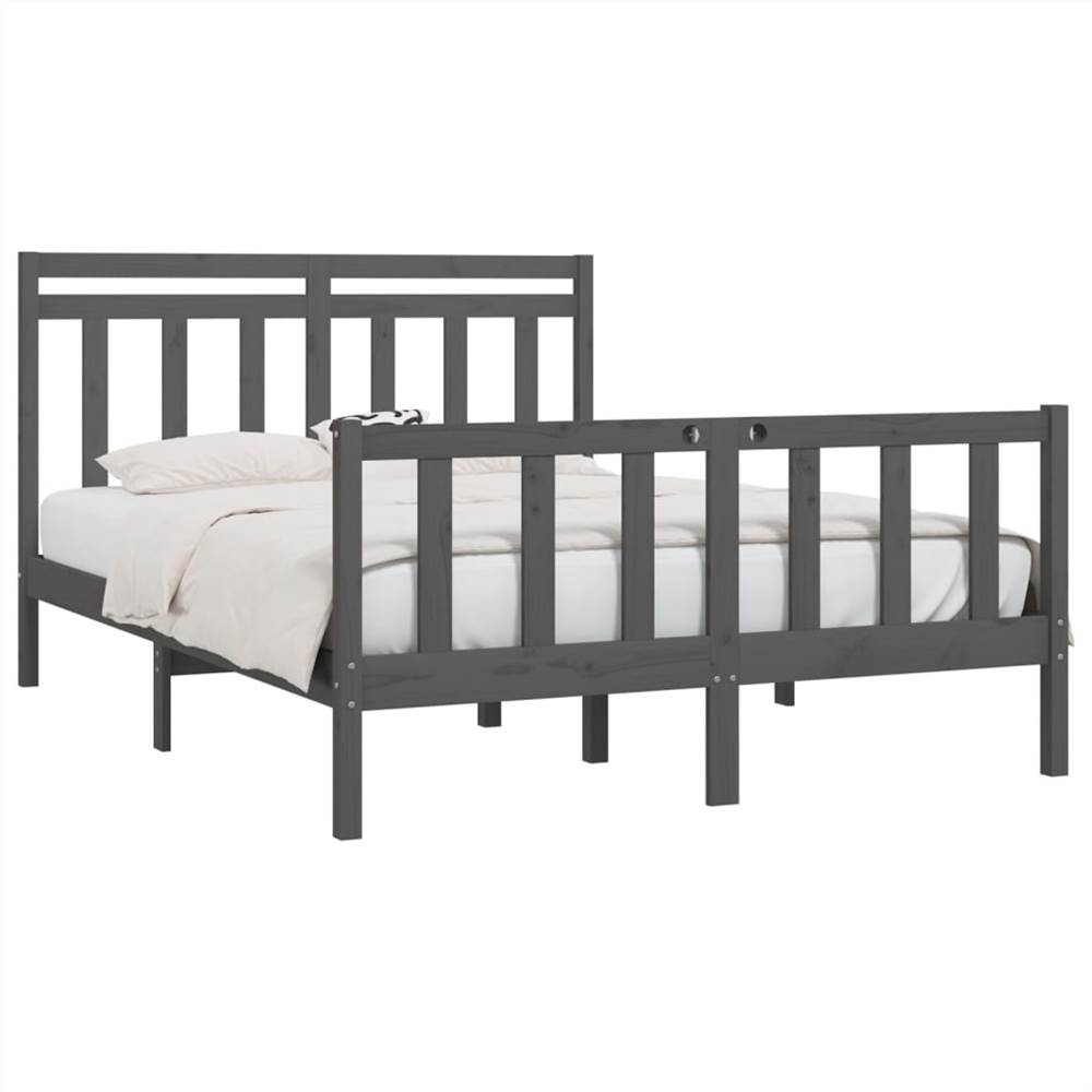 Bed Frame Grey Solid Wood Pine 140x200 Cm 8 Bed Frame Grey Solid Wood Pine 140x200 cm