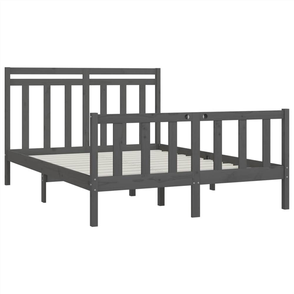 Bed Frame Grey Solid Wood Pine 140x200 Cm 9 Bed Frame Grey Solid Wood Pine 140x200 cm
