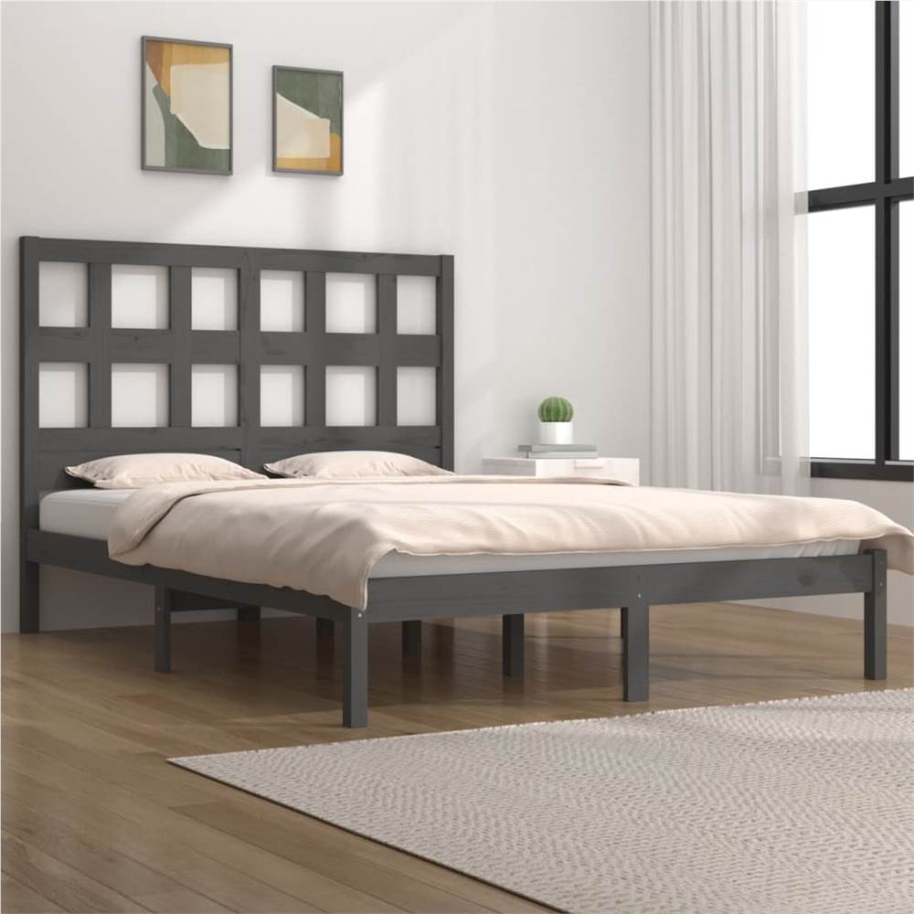 

Bed Frame Grey Solid Wood Pine 140x200 cm
