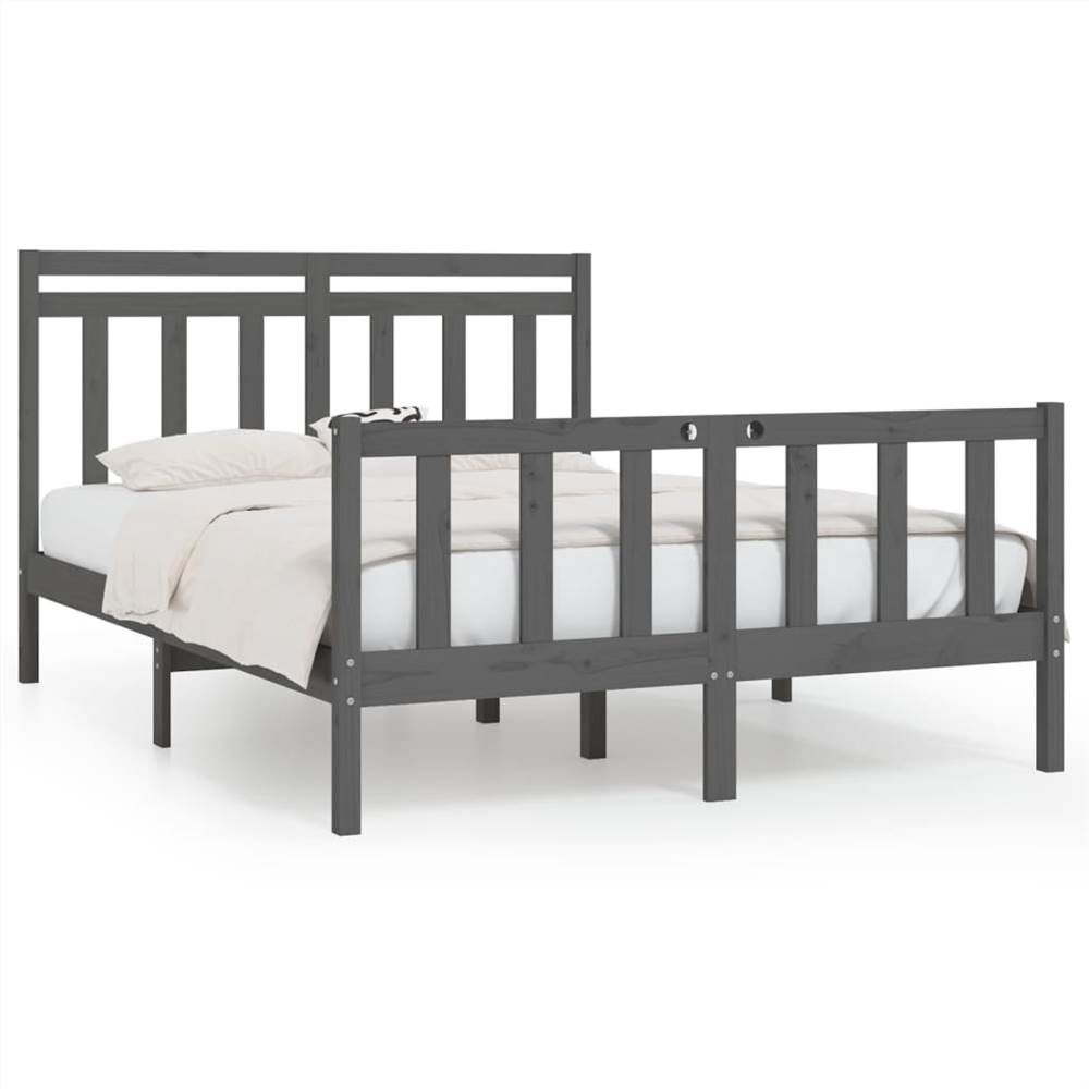 Bed Frame Grey Solid Wood Pine 160x200 cm