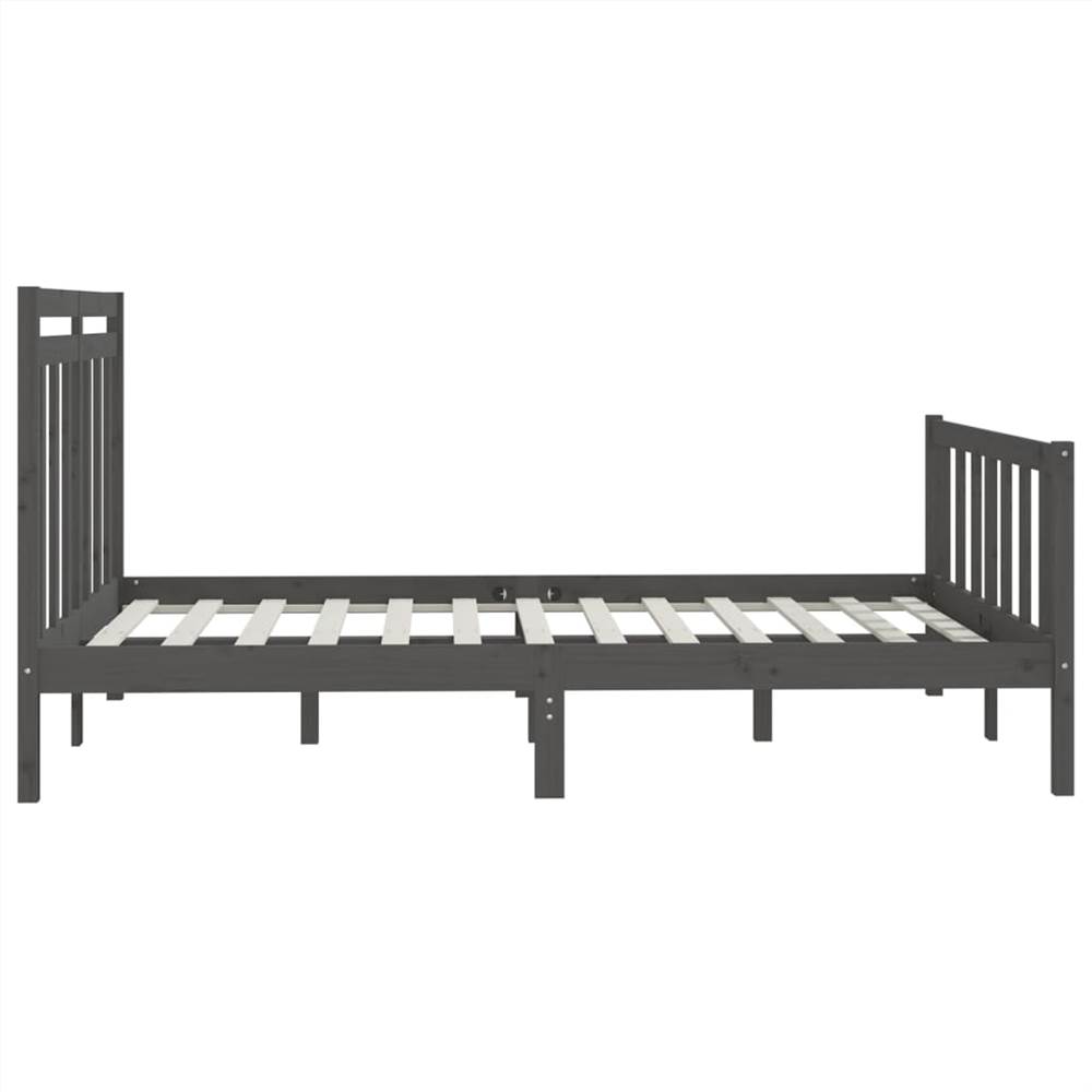 Bed Frame Grey Solid Wood Pine 160x200 cm